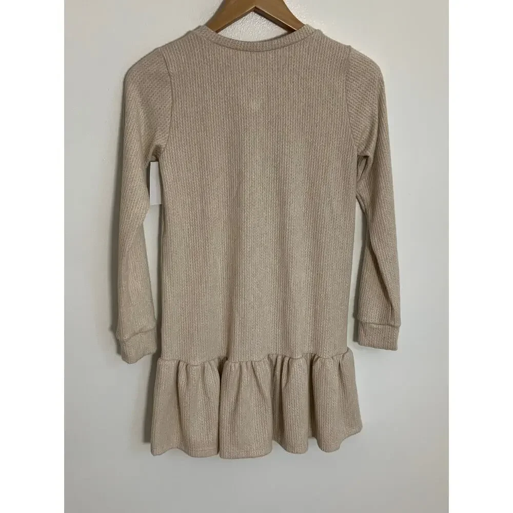 Be Elizabeth Tan Herringbone Dropwaist Dress NWT size 7‎